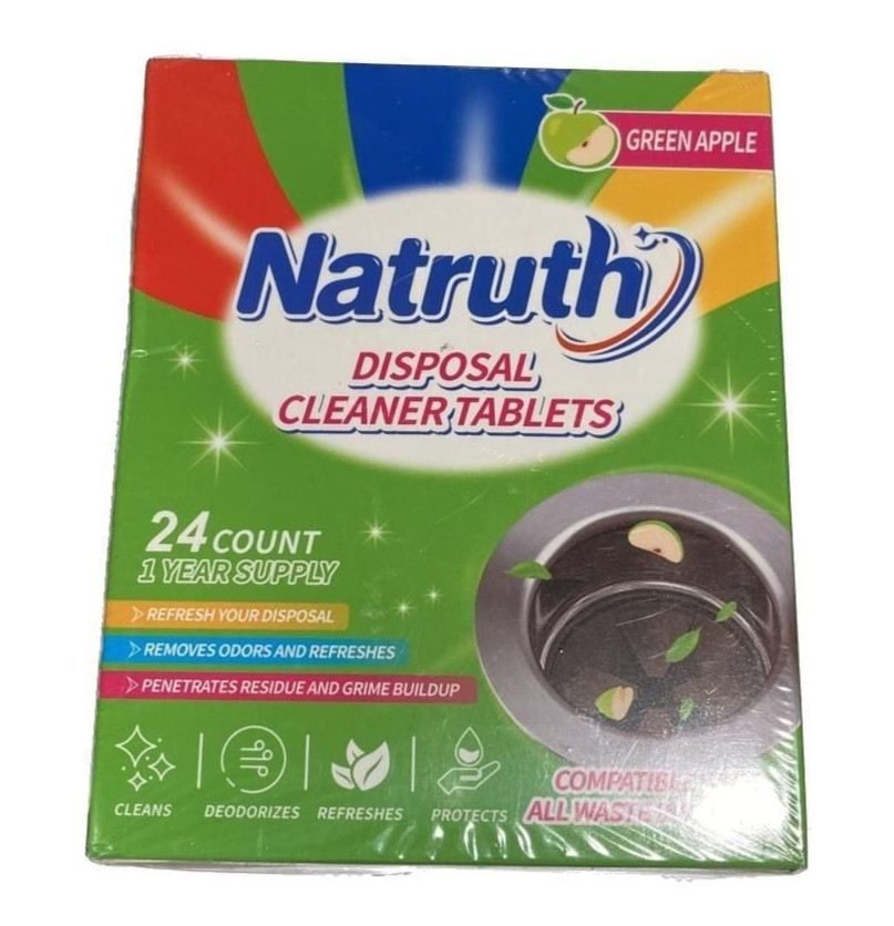 NATRUTH Garbage Disposal Cleaner Deodorizer Tablets 24 Pk- Fresh Green Apple NIB