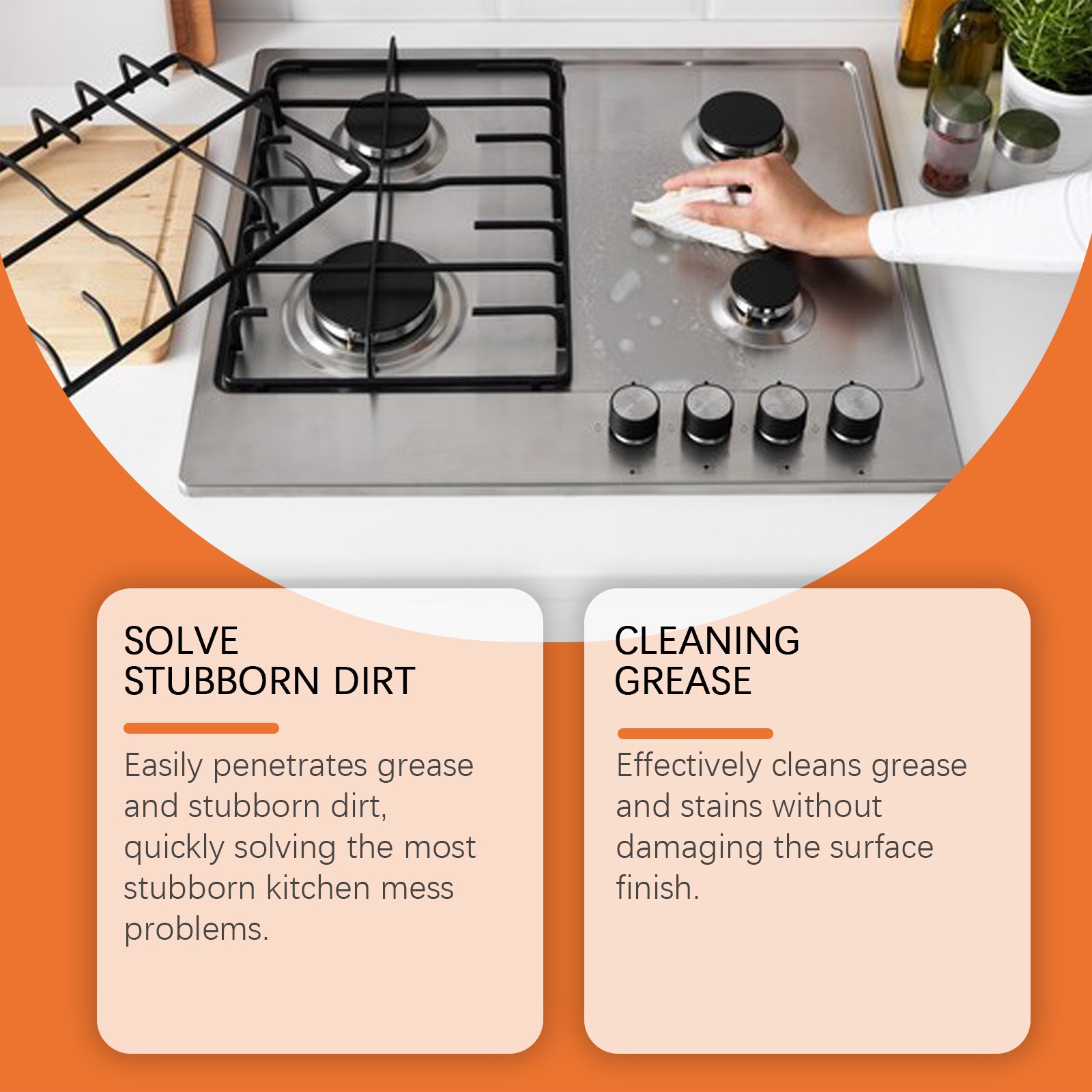 Heavy Duty Kitchen Degreaser for Stovetop and Range Hood Greasy Surfaces