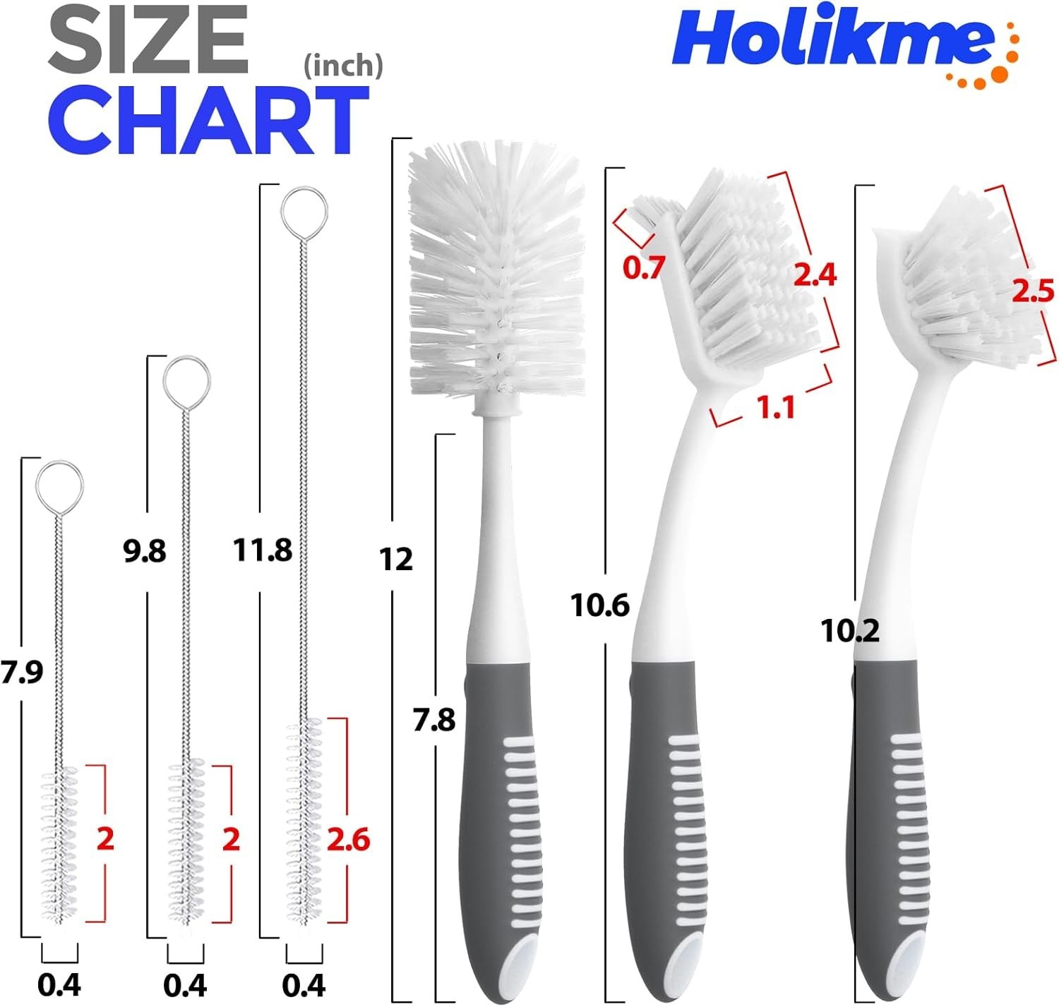 Dish Brush Set with Bottle Pan and Straw Brushes Kitchen Cleaning Tools