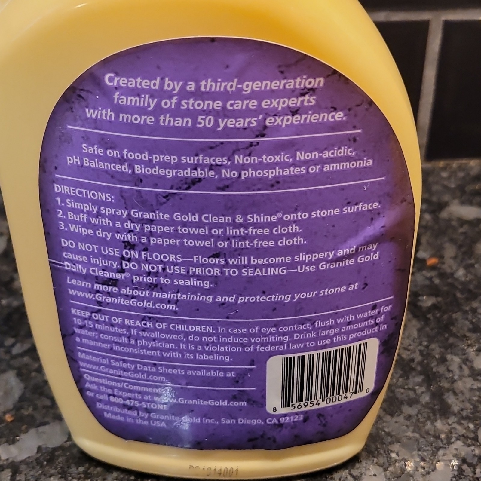 Granite Gold Non-Toxic Biodegradable Stone Polish Spray pH Balanced 24 fl oz