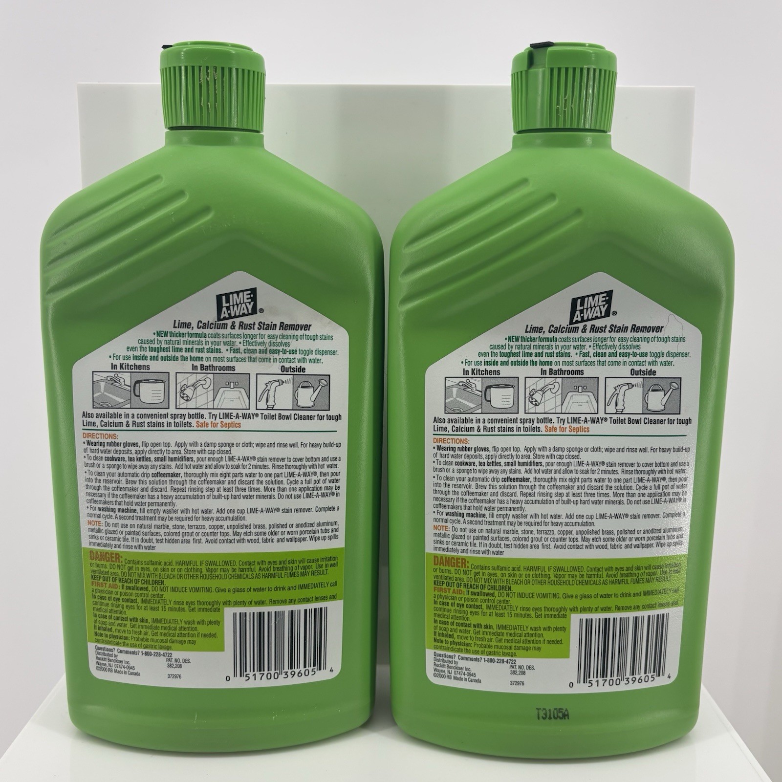 2 Lime-A-Way Lime Away Thick Gel Formula Stain Cleaner 28 oz Each Vintage 2000