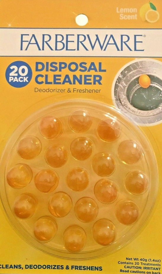 FARBERWARE Disposal Sink Cleaner Deodorizer Freshener Odor Eliminate ~Lemon 20Ct