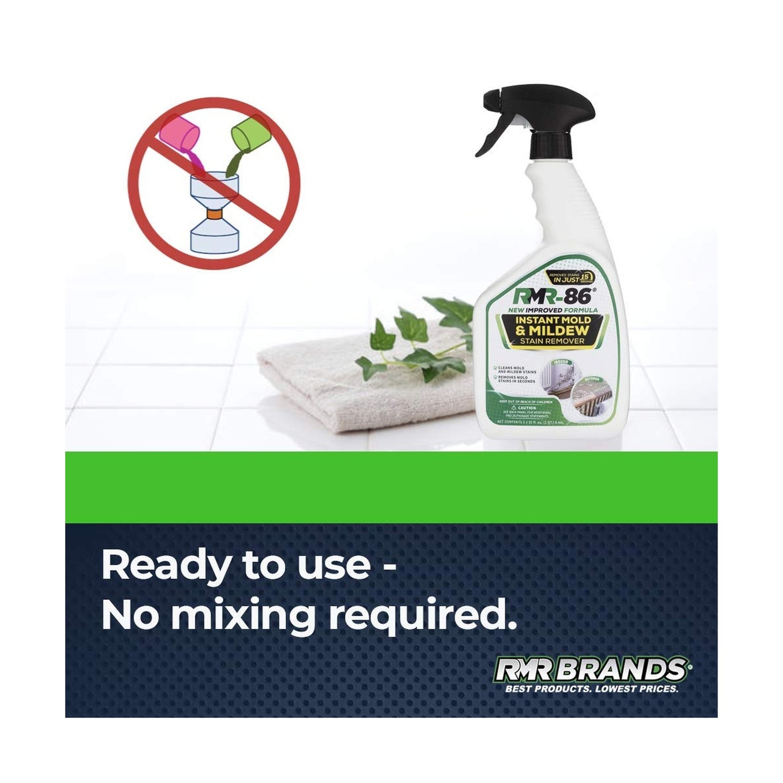 RMR-86 Instant Mold and Mildew Stain Remover Spray – Scrub Free Formula, 2 Pa…