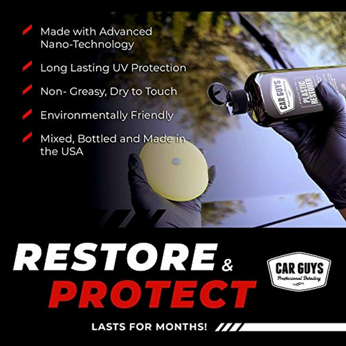 CAR GUYS Plastic Restorer Ultimate Solution to Restore Rubber, Vinyl and Plastic