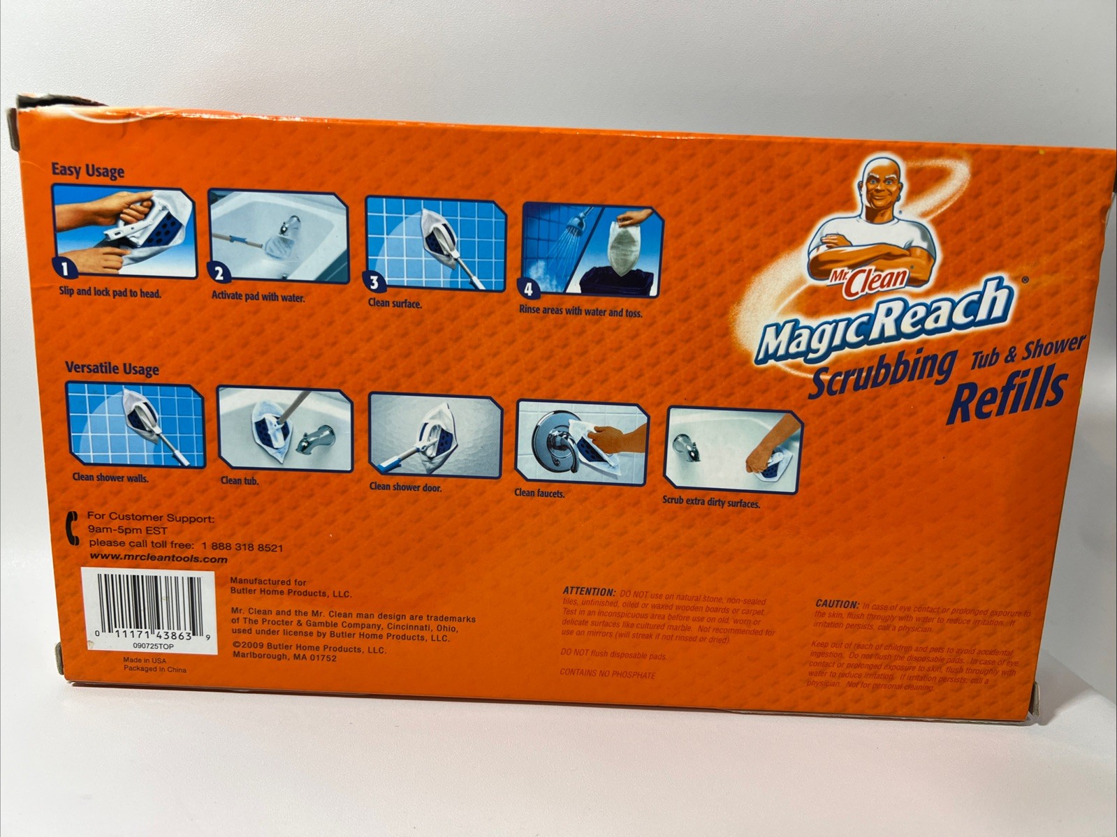 Mr Clean Magic Reach Scrubbing Tub & Shower Refills 8 Foaming Pads NEW SEALED