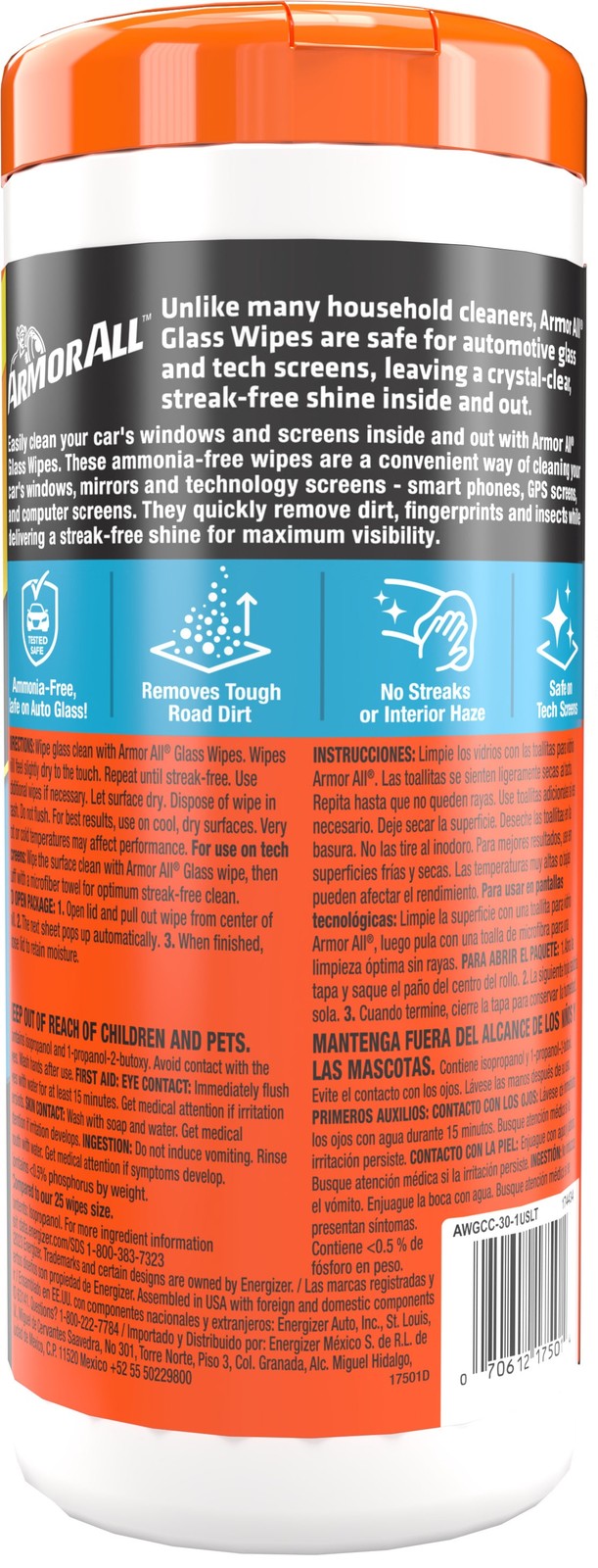 Glass Wipes 30 -Count Wipes Car Interior Cleaner