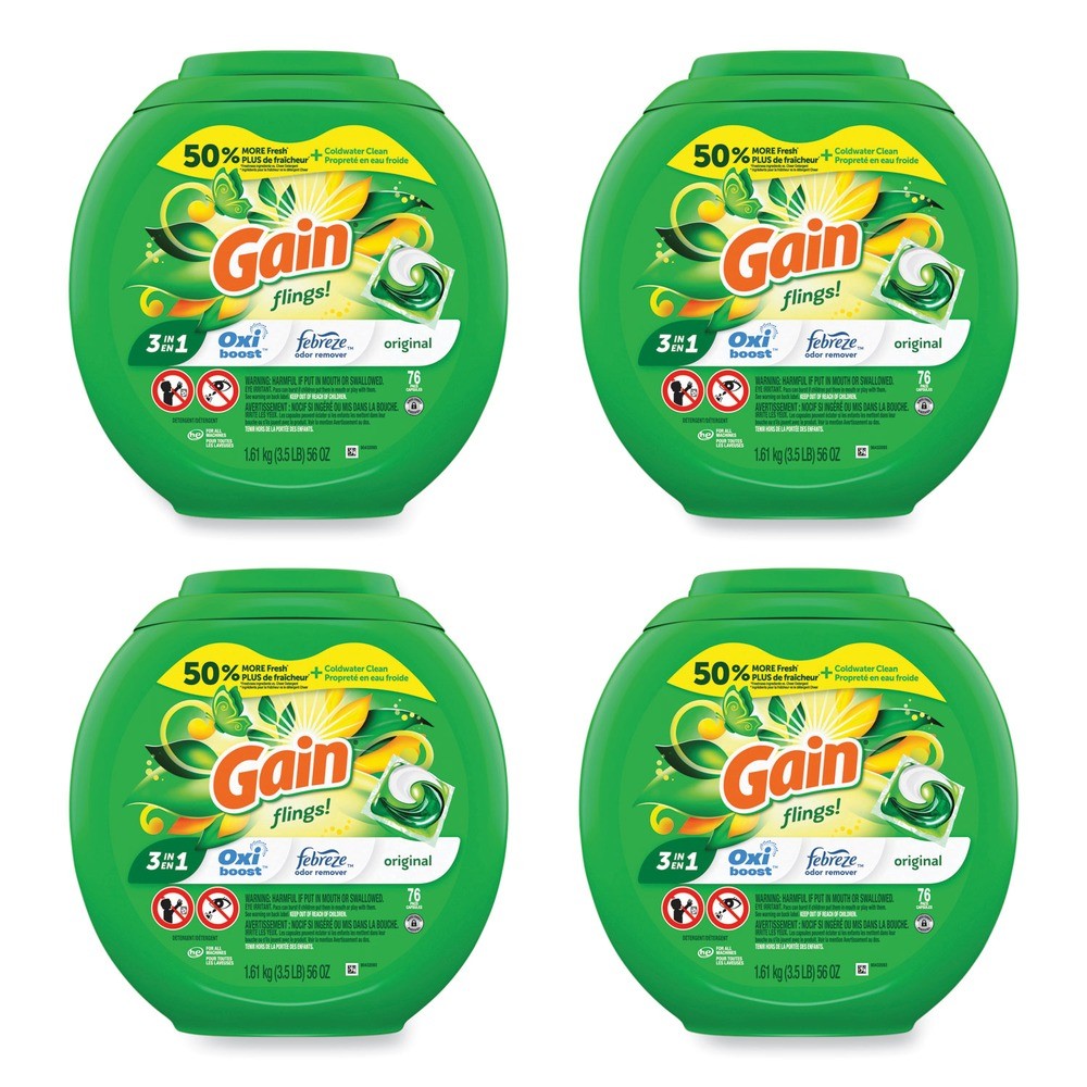 Gain 09207CT Flings Detergent Pods – Original (4/CT) New