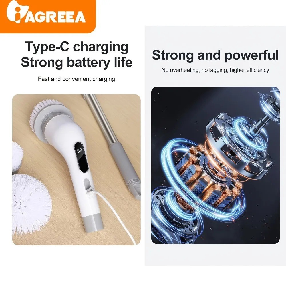 9-in-1 Electric Spin Scrubber Cordless Rechargeable Power Cleaning Brush Bathroo