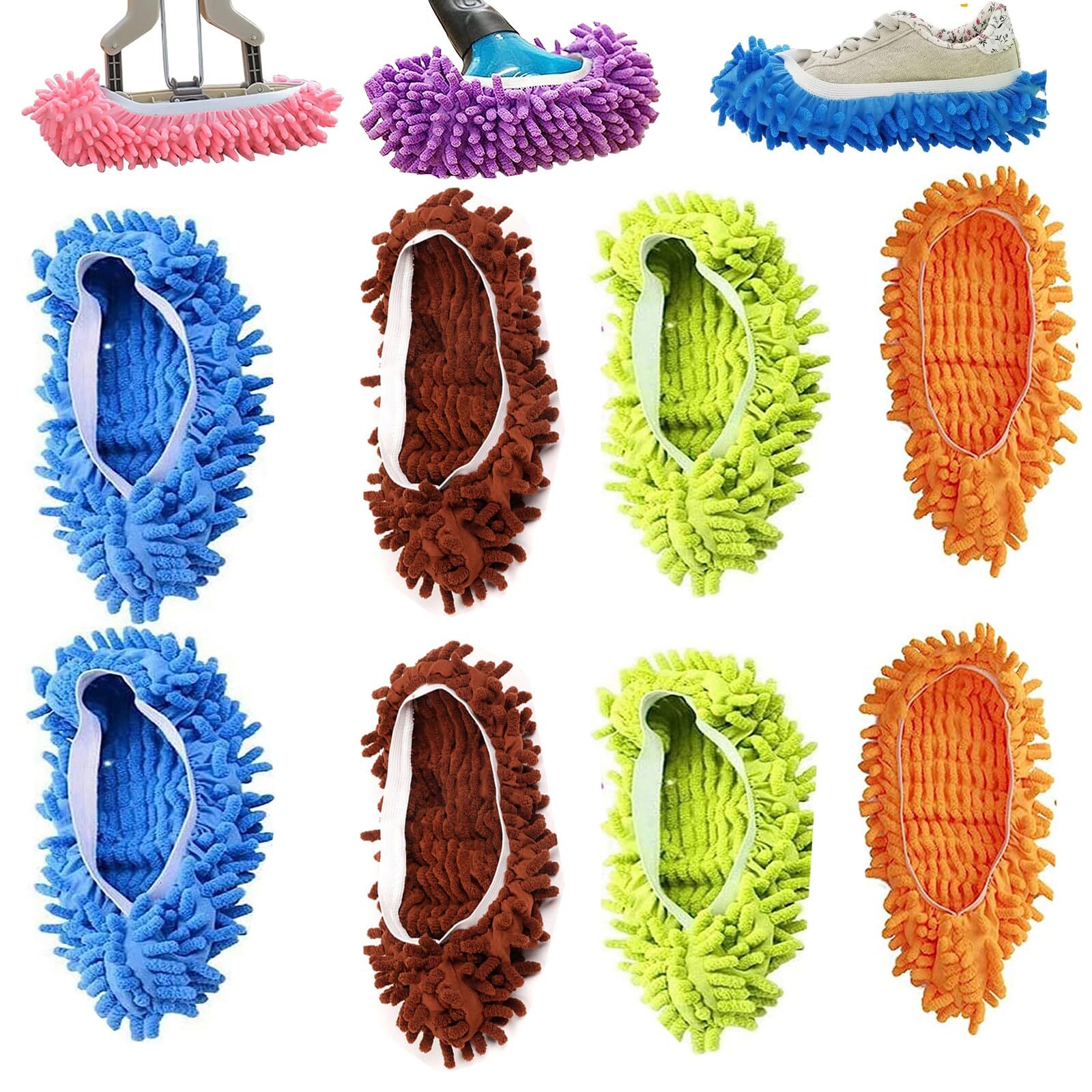 4 Pairs Microfibe Mop Slippers Shoes Covers Dust Foot Socks for Floor Cleaning