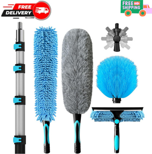 20FT High Duster Cleaning Kit – 3-12FT Extension Poles, Microfiber & Cobweb Tool