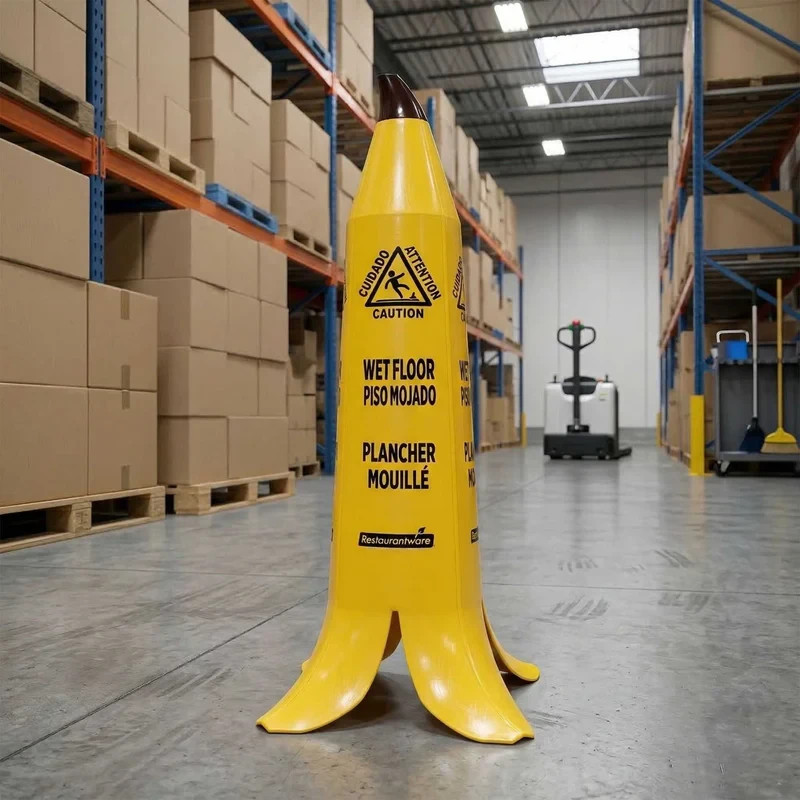 5 Pack – Clean Tek Professional Banana Wet Floor Cones – New – Open Box