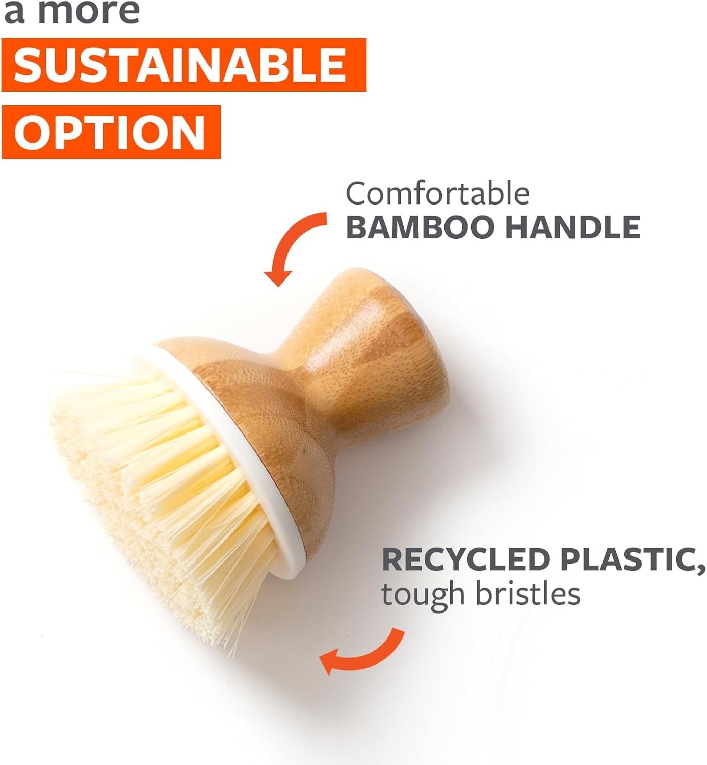 Ergonomic Bamboo Dish Brush for Family Safety – Perfect for Nonstick & Sink