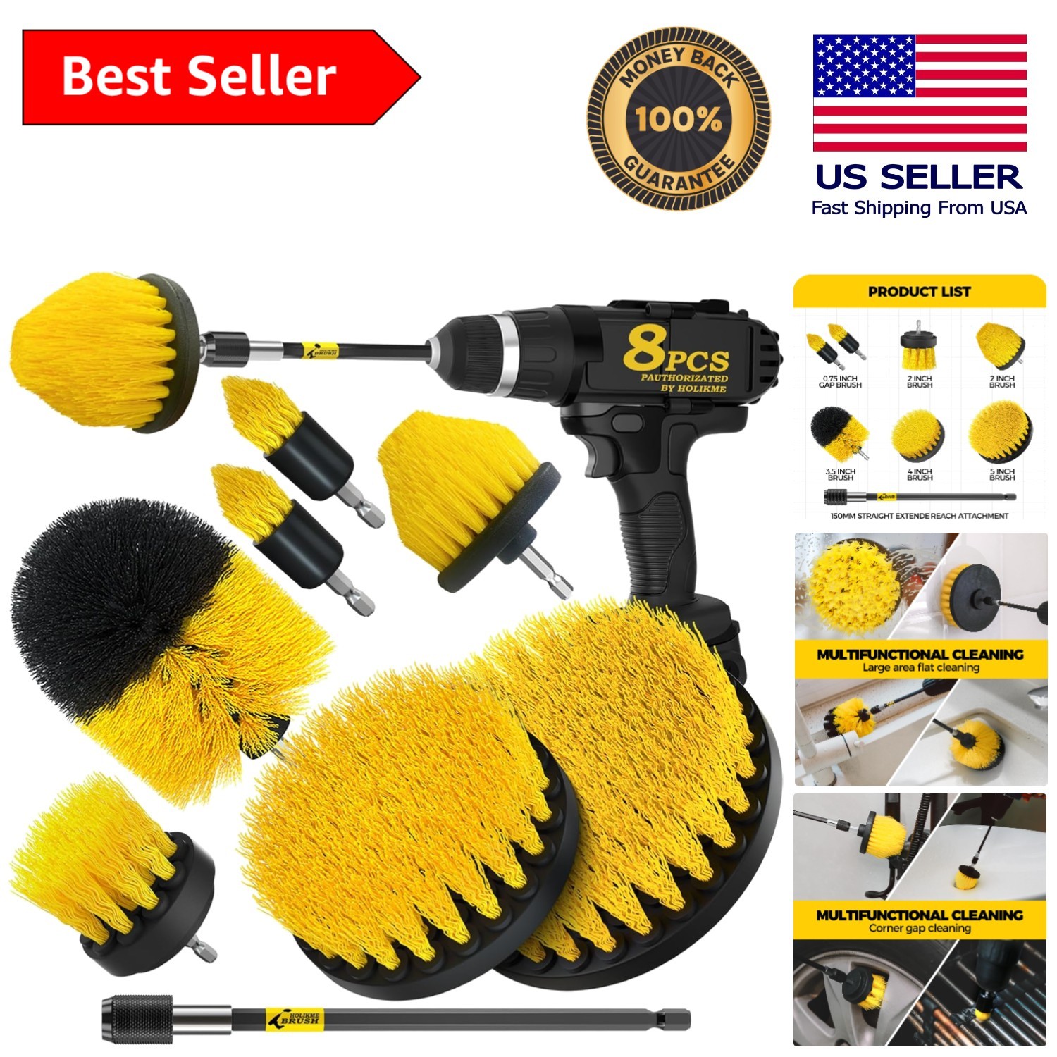 Versatile 8-Piece Drill Brush Set – Ultimate Power Scrubbing Tool for Your Home