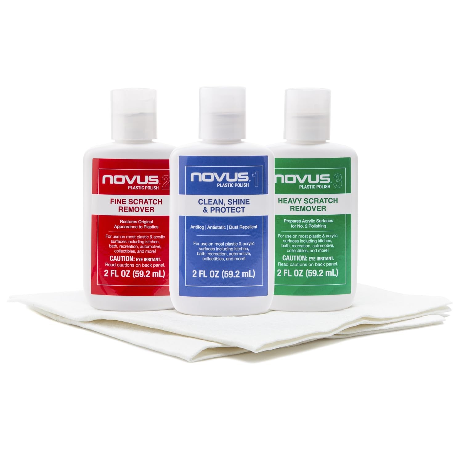 NOVUS-PK1-2 | Plastic Clean & Shine #1, Fine Scratch Remover #2, Heavy Scratc…