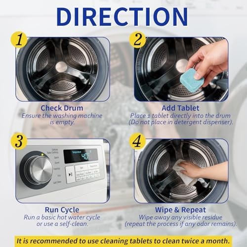 Washing Machine Cleaner Tablets for Pet Owners -24Pack, Deep Clean Descaler,T…