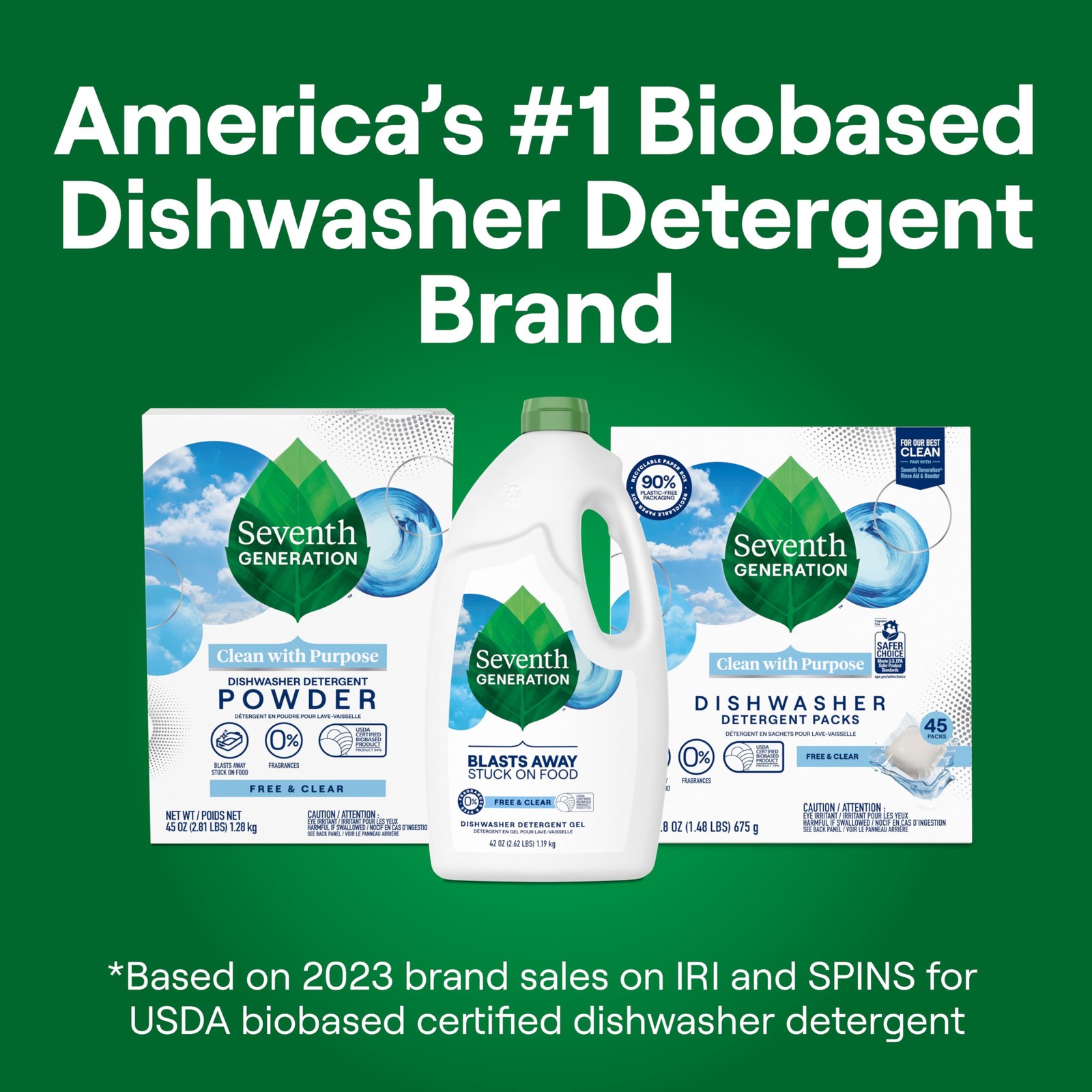 Seventh Generation Free And Clear Dishwasher Detergent 42 Ounce Pack Of 6
