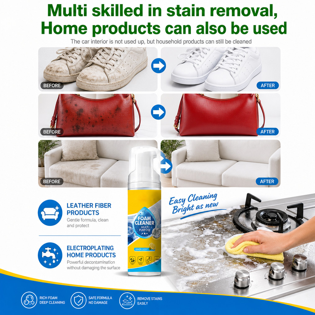 150ml 4-in-1 Multi-Enzyme Foam Cleaner,All-Purpose Spray 5oz with Sponge & Towel