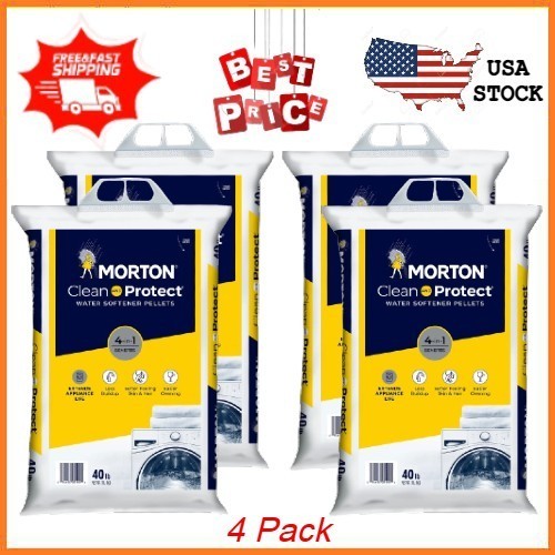(4 pack) Morton Clean and Protect Water Softener Salt Pellets, 40 lb Bag