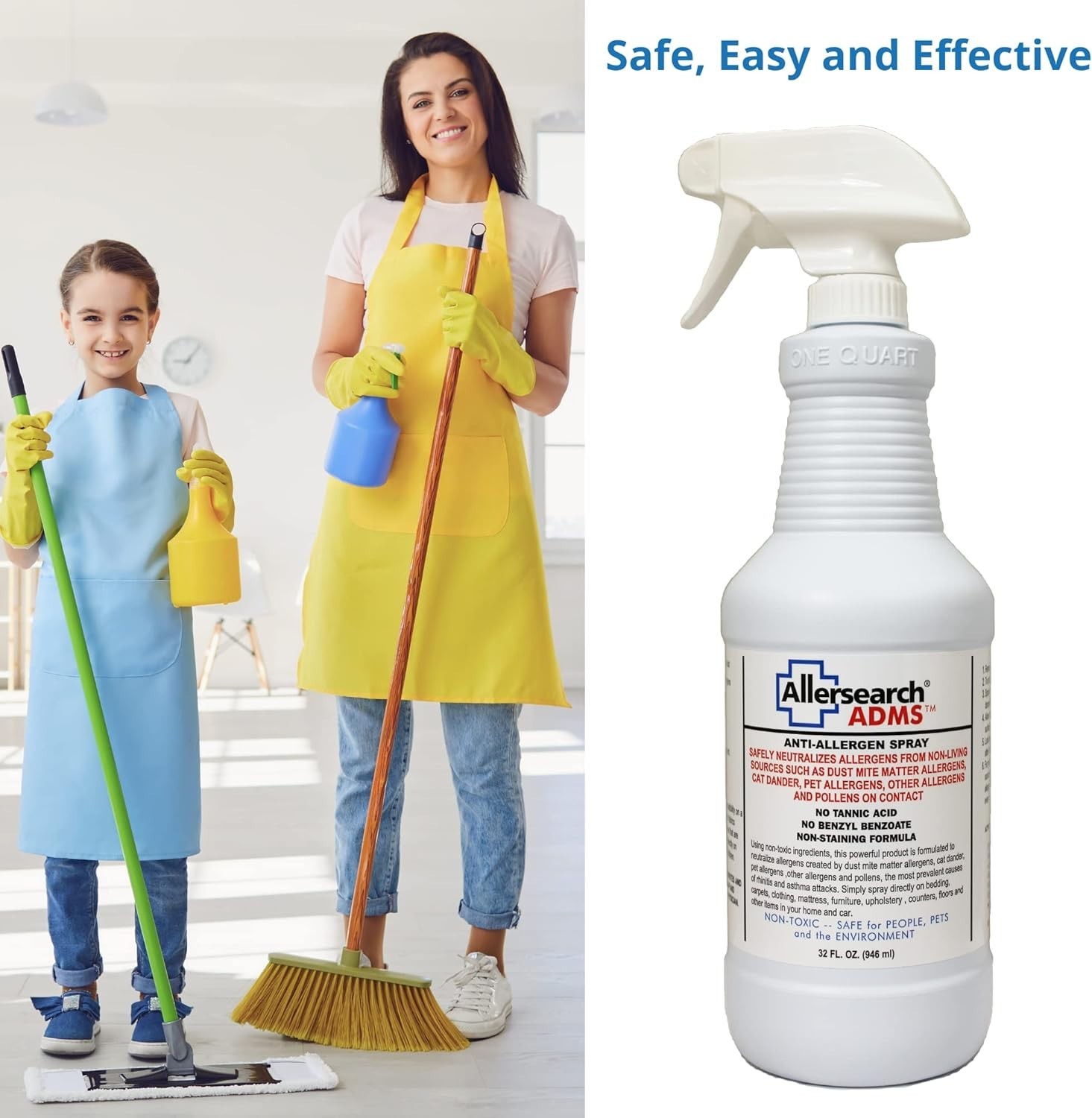Anti-Allergen Spray 32oz Neutralizes Dust Mite Pollen Pet Dander Multi-Surface