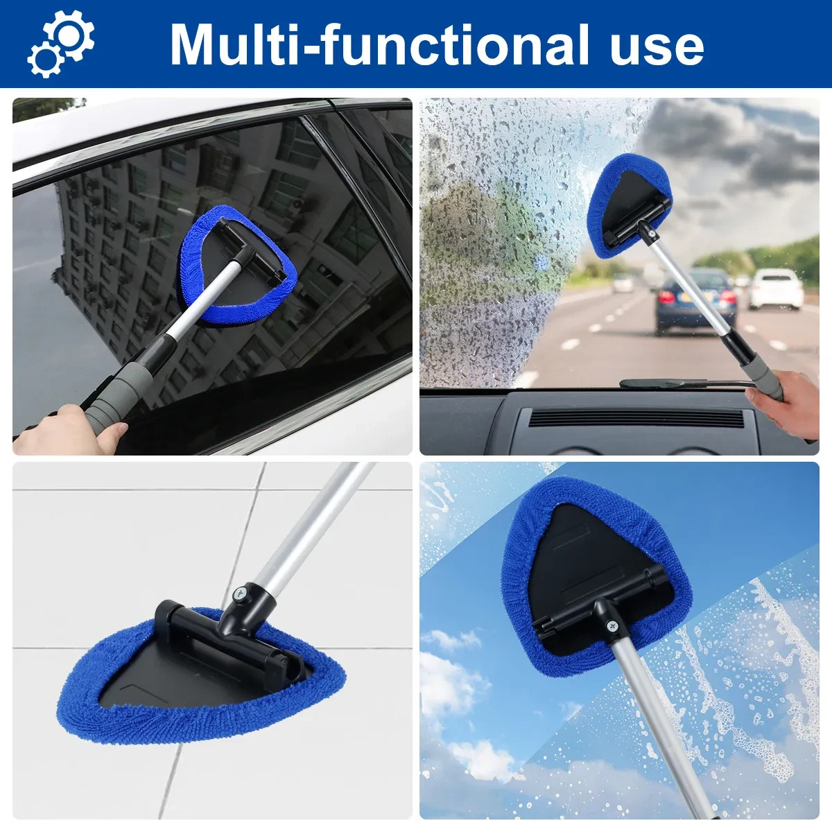 Windshield Cleaning Tool Kit Car Window Glass Wiper Cleaner Brush Pad Extendable