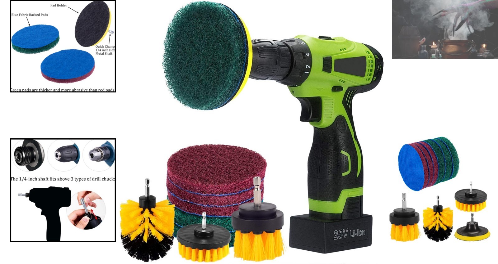 Drill-Powered Tile Scrubber Set: 4-Inch Scrubbing Pads for Effortless Cleaning