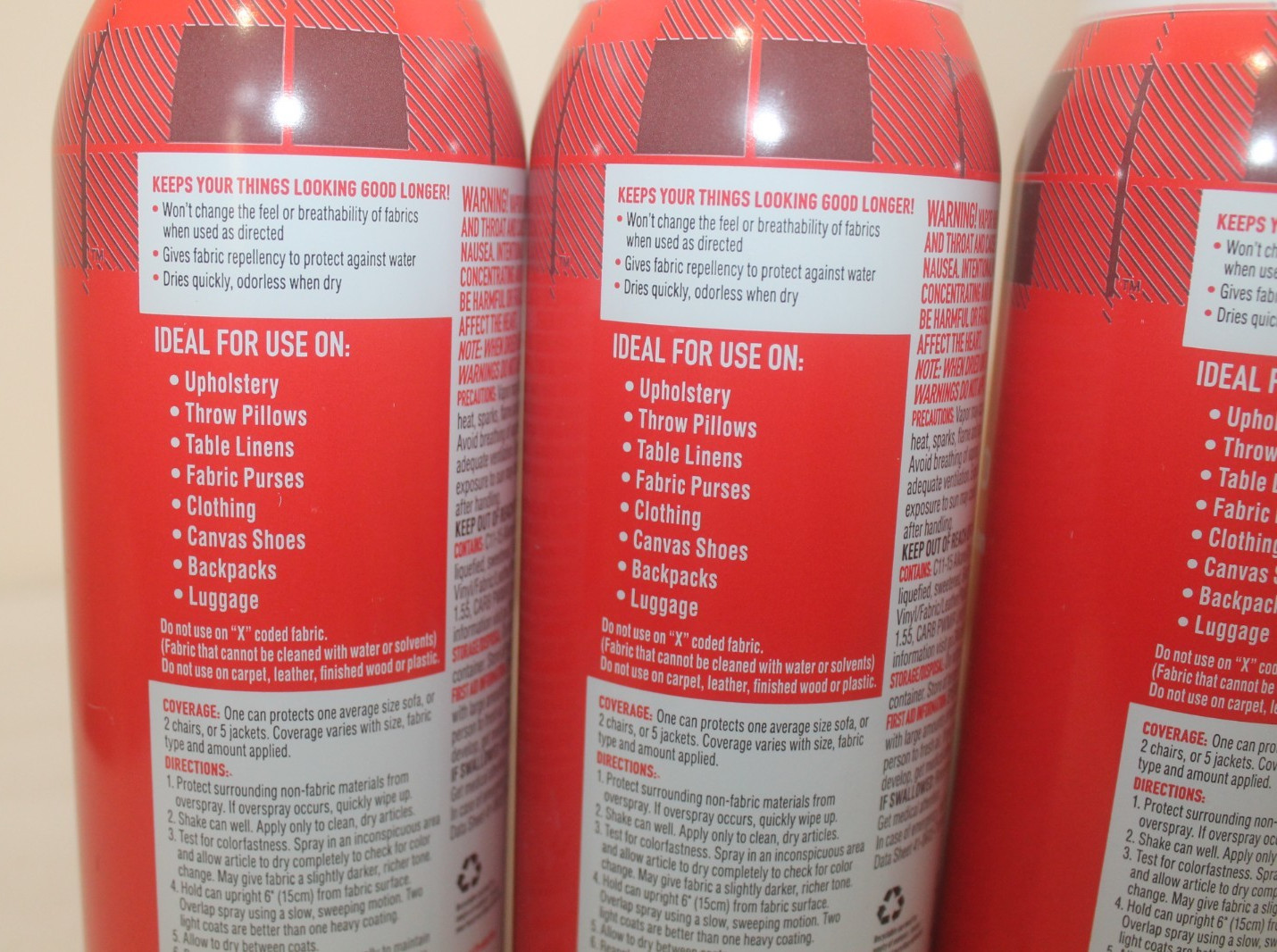 3 X Scotchgard Fabric Upholstery Water Shield Waterproof Protector 10 oz Each