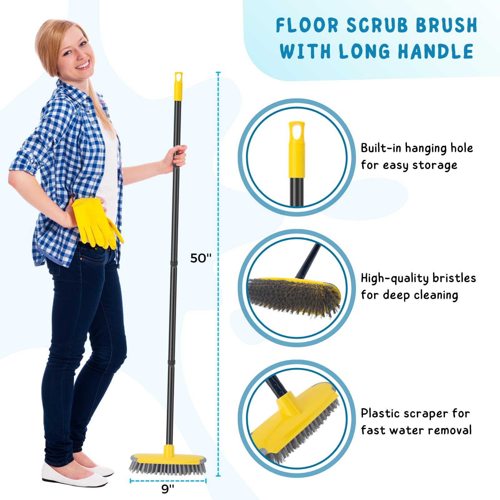 10 Inch Heavy Duty Pool Brush Head w/ Stainless Steel Wire Bristles for Concrete