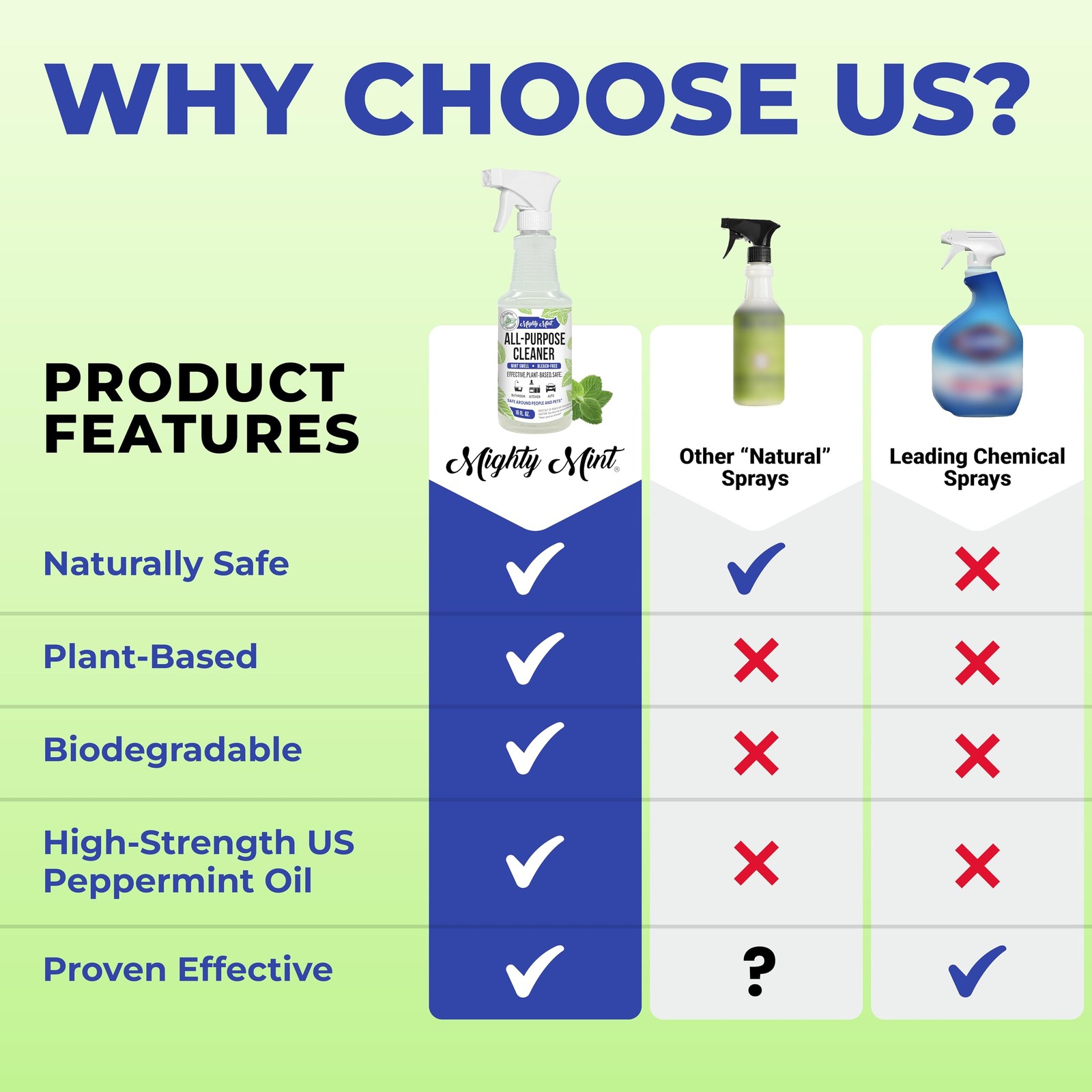 Mighty Mint All Purpose Cleaner Spray Plant Based Multi Surface Cleaning for