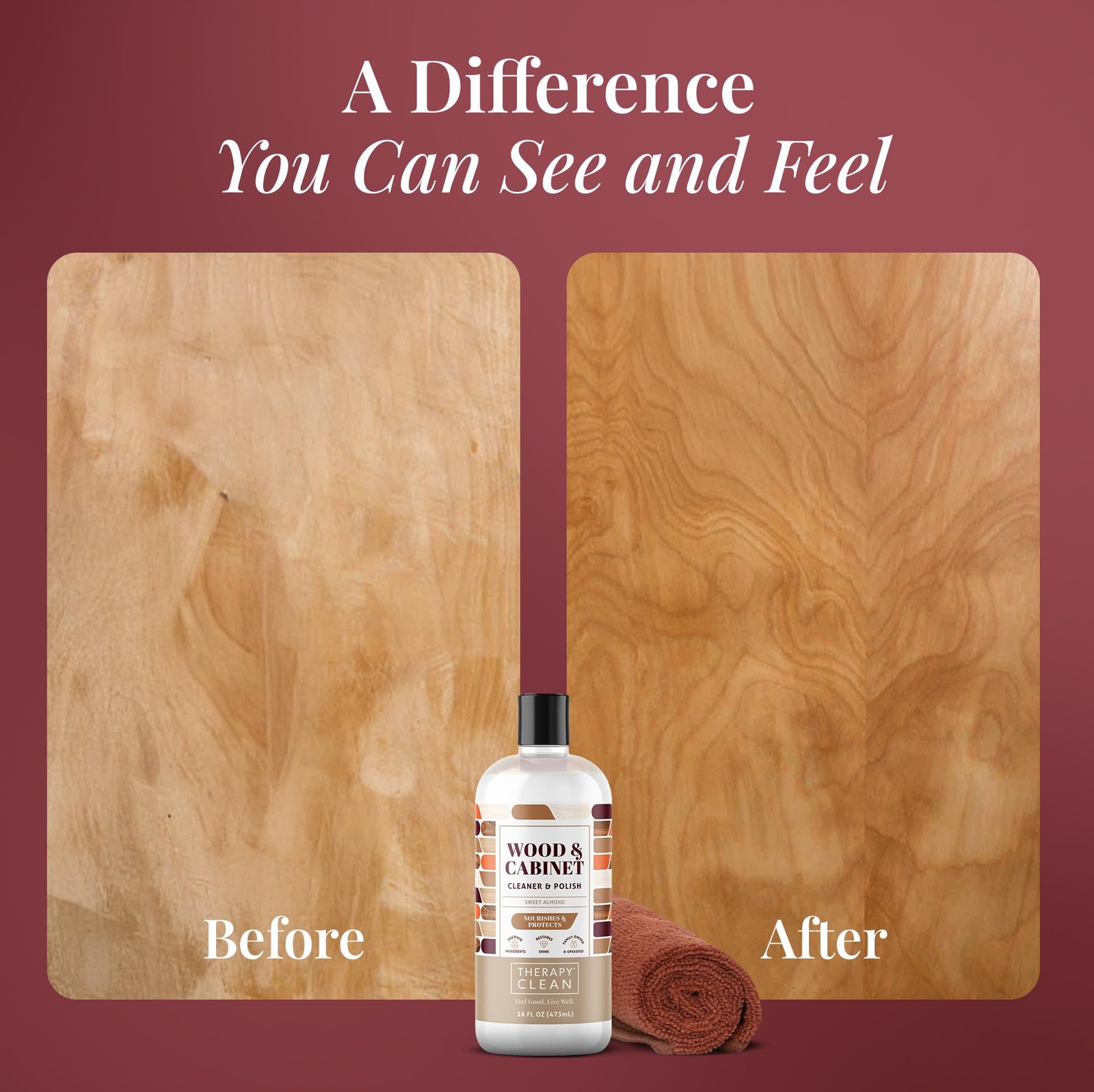 Wood Cleaner & Polish 16 oz. (2-Pack with Microfiber Cloth) – Wood Cabinet an…