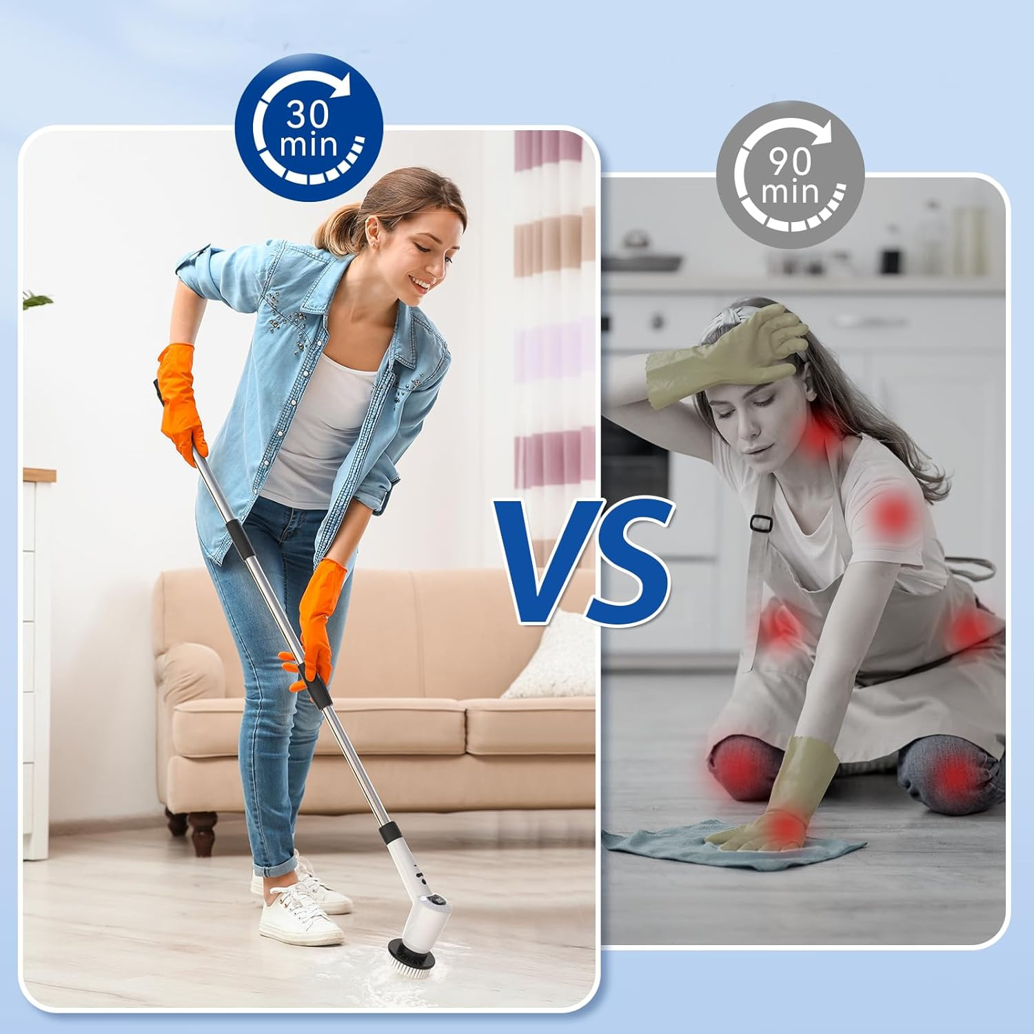 Electric Spin Scrubber，Upgrade Electric Spin Cordless Tub and Tile Scrubber