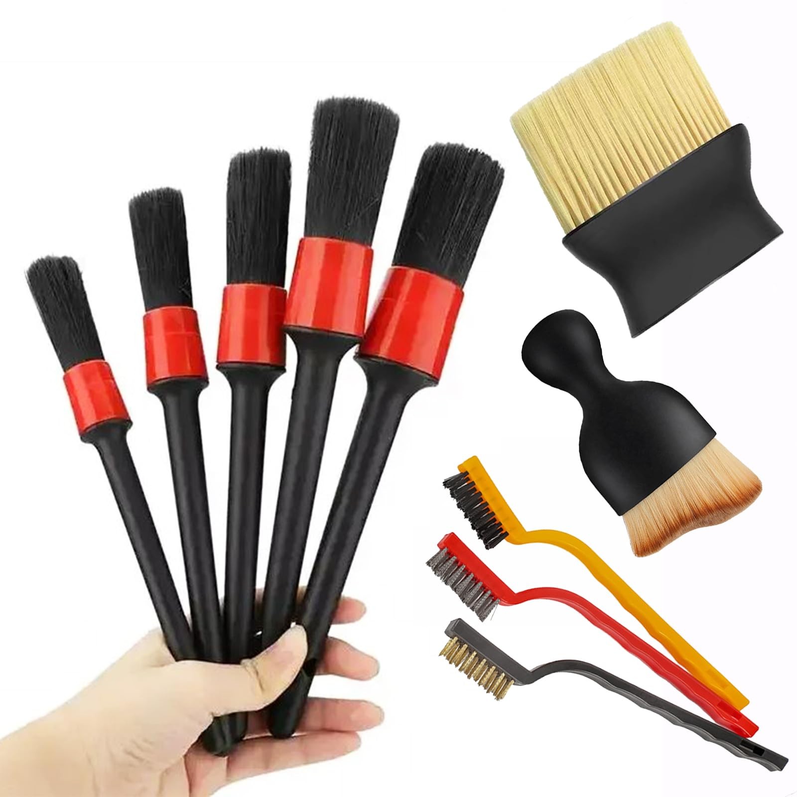 LVSENLIN 10pcs Auto Car Detailing Brush Set,Car Interior Cleaning Kit,Includi…
