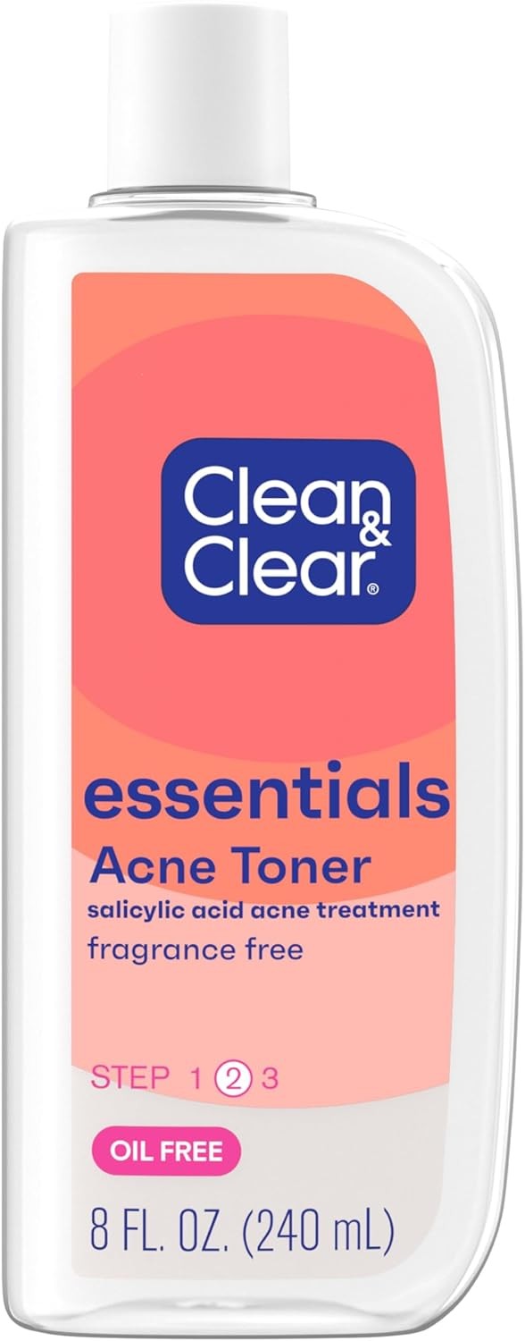 Clean & Clear Essentials Oil-Free Acne Toner, 2% Salicylic Acid – 8 fl. oz