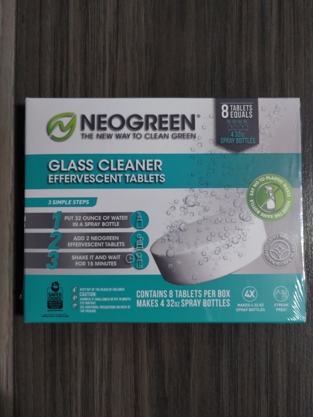 Neo Green Glass Cleaner Effervescent Tablets 8 Pack