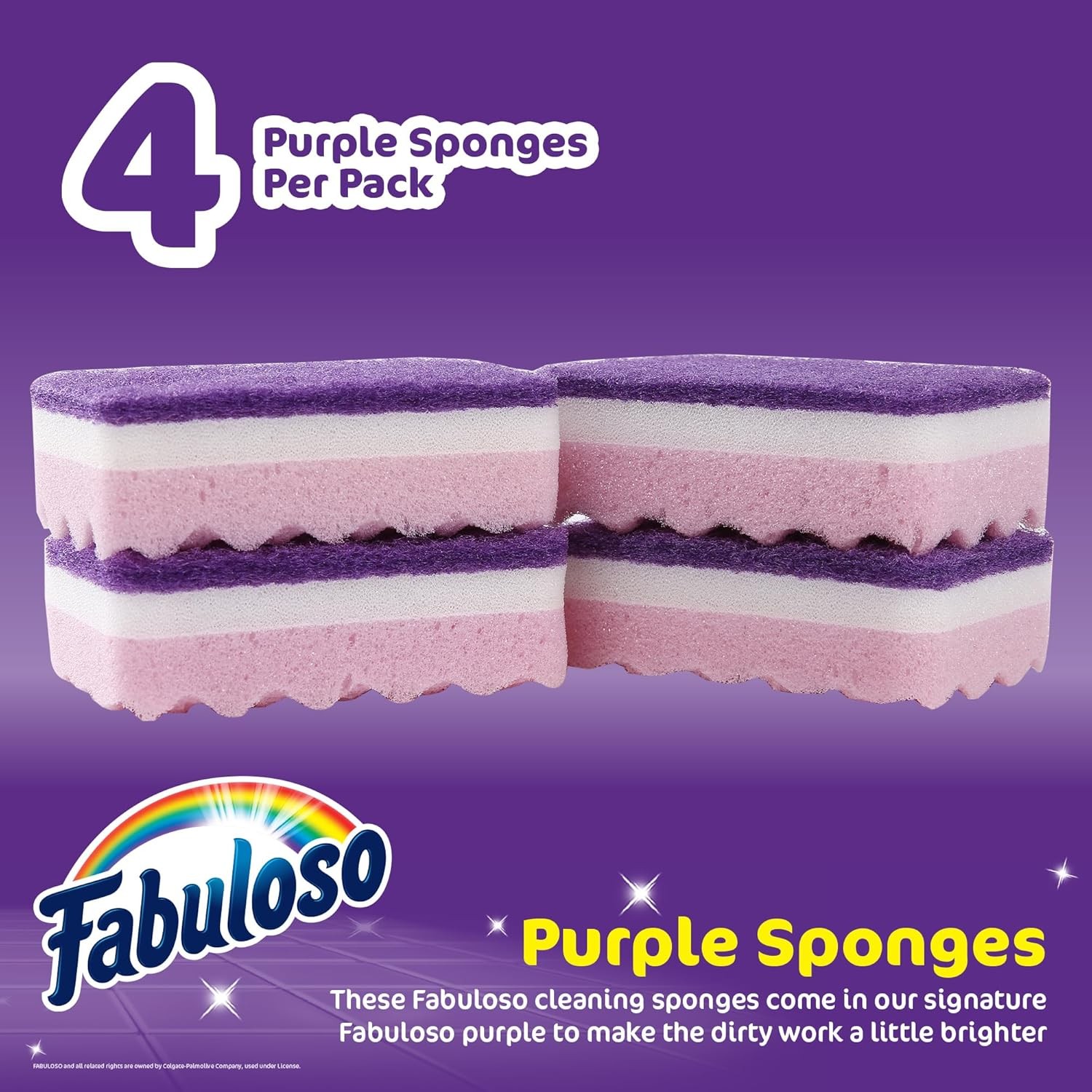 Scratch-Kitchen Dish Sponges, Purple Cellulose Scrubber Sponge with Scouring Pad