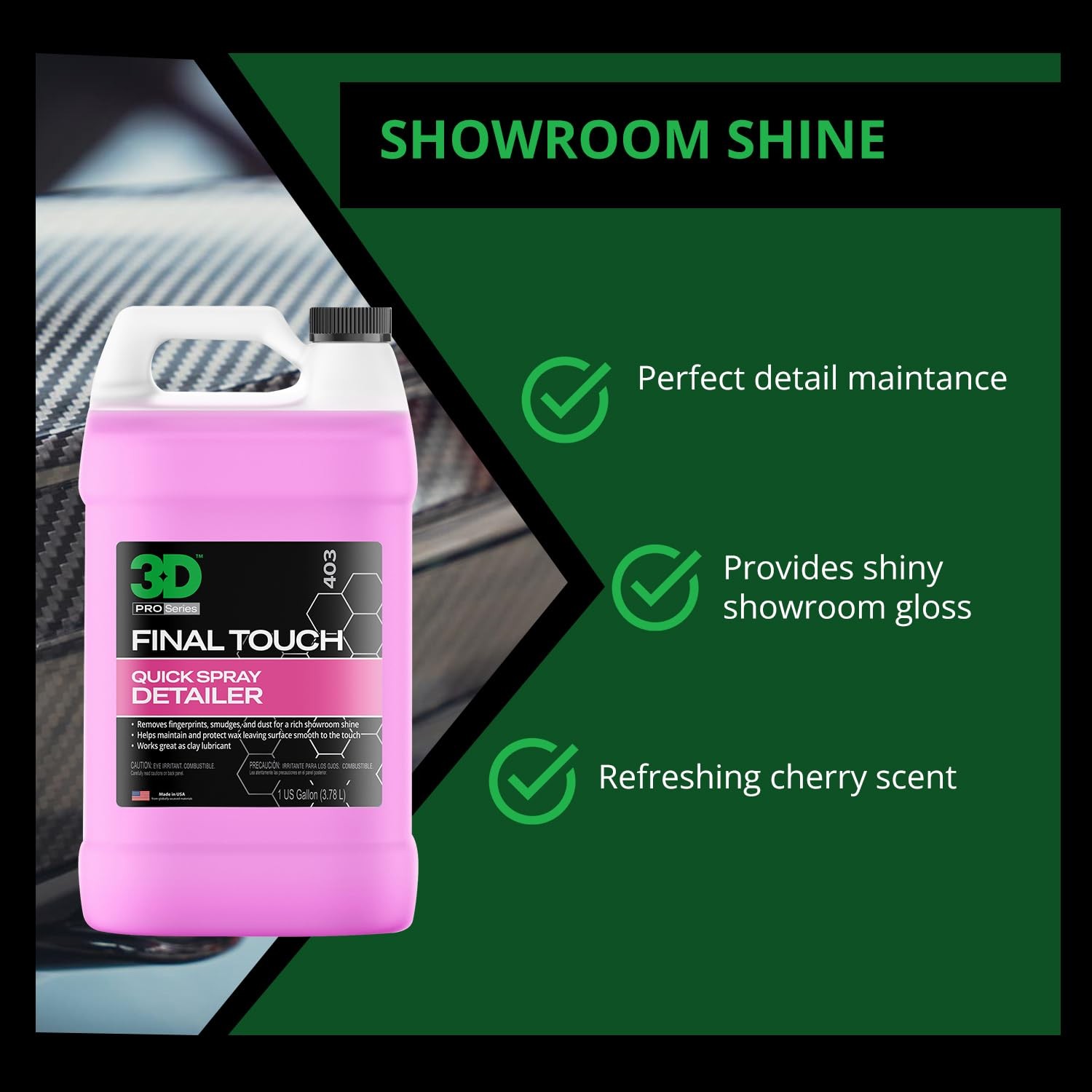 3D Final Touch Waterless Detail Spray 128 Fl Oz Premium Car Shine Cherry Scent