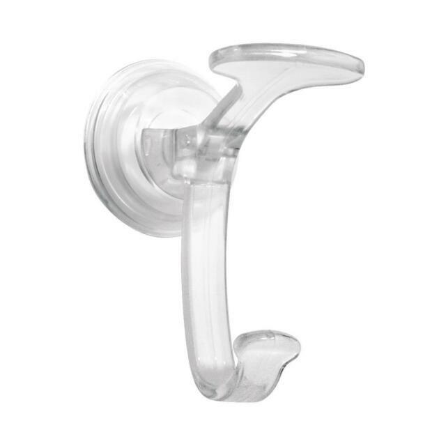 InterDesign Power Lock Suction Attach Bathroom Spa Hook Towel Hanger Clear 51620