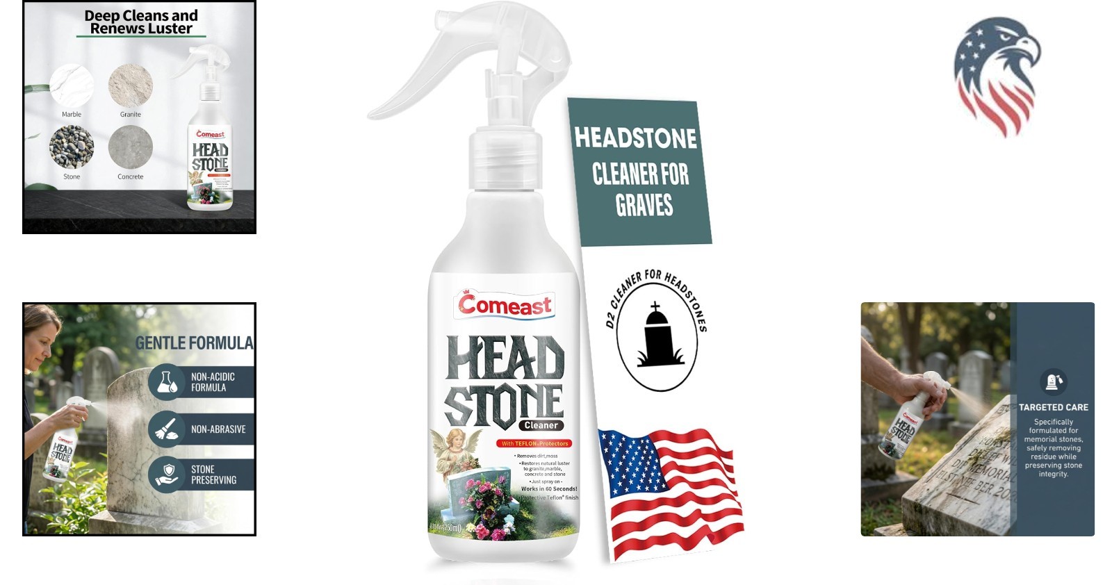 Headstone Cleaner for Graves Compatibility with Cemetery Memorials 8.45 Fl Oz