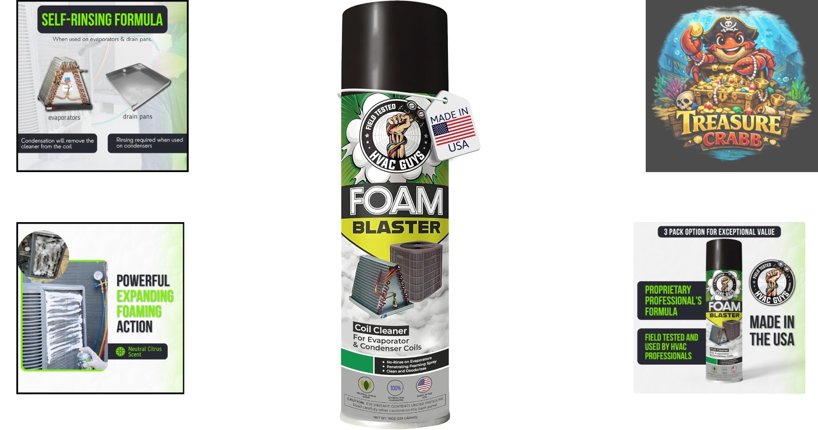 High-Pressure AC Coil Cleaner Foam – Fast Acting, No Rinse Formula, 18 Fl Oz