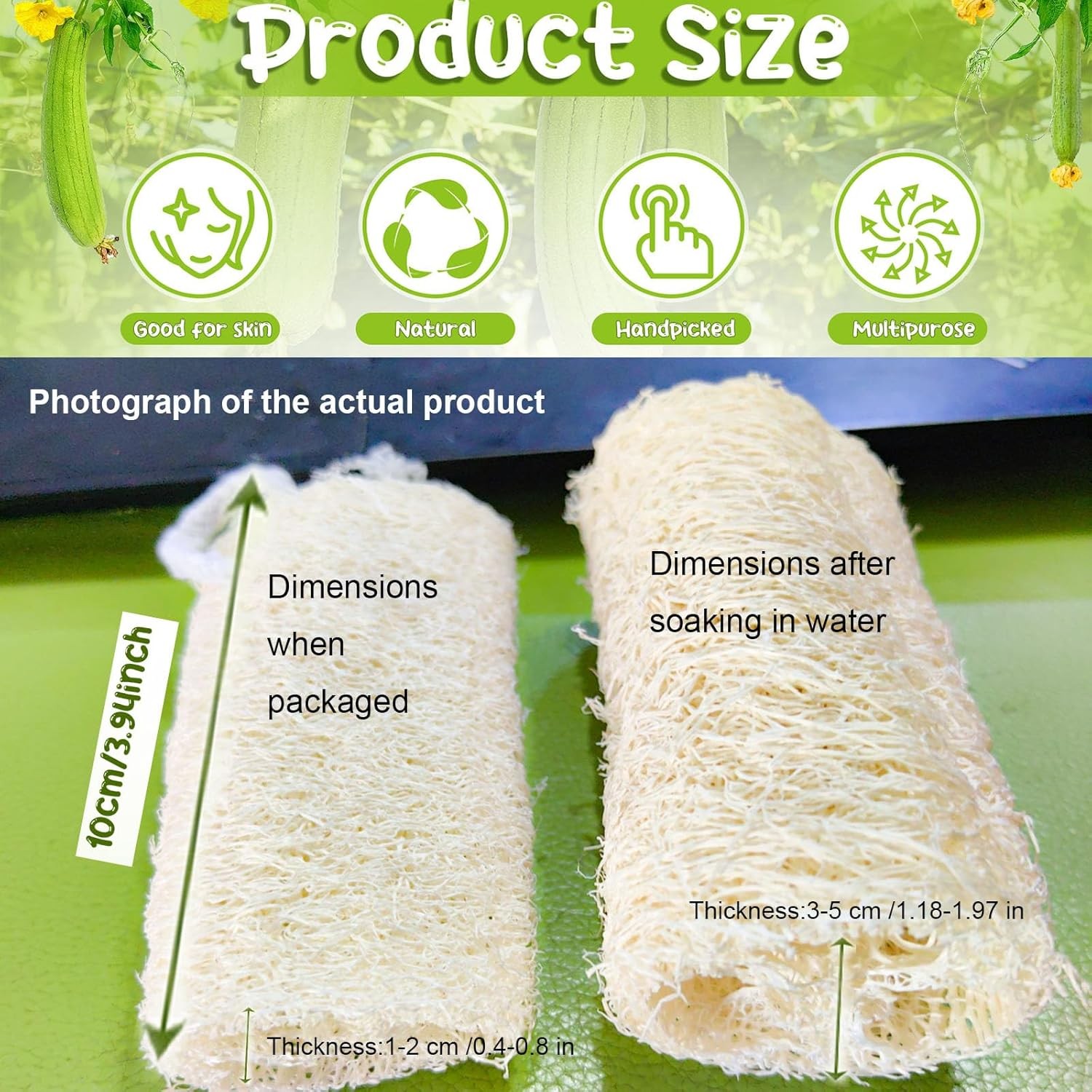 9 Pack 4”Natural Loofah Sponge Small Size Natural Organic Loofah for Kitchen