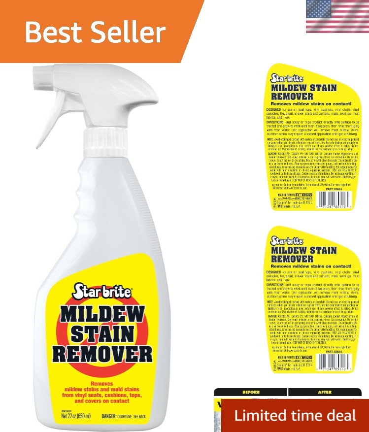 Instant Contact Mold & Mildew Stain Remover – Safe on Fiberglass & Vinyl, 22 Oz