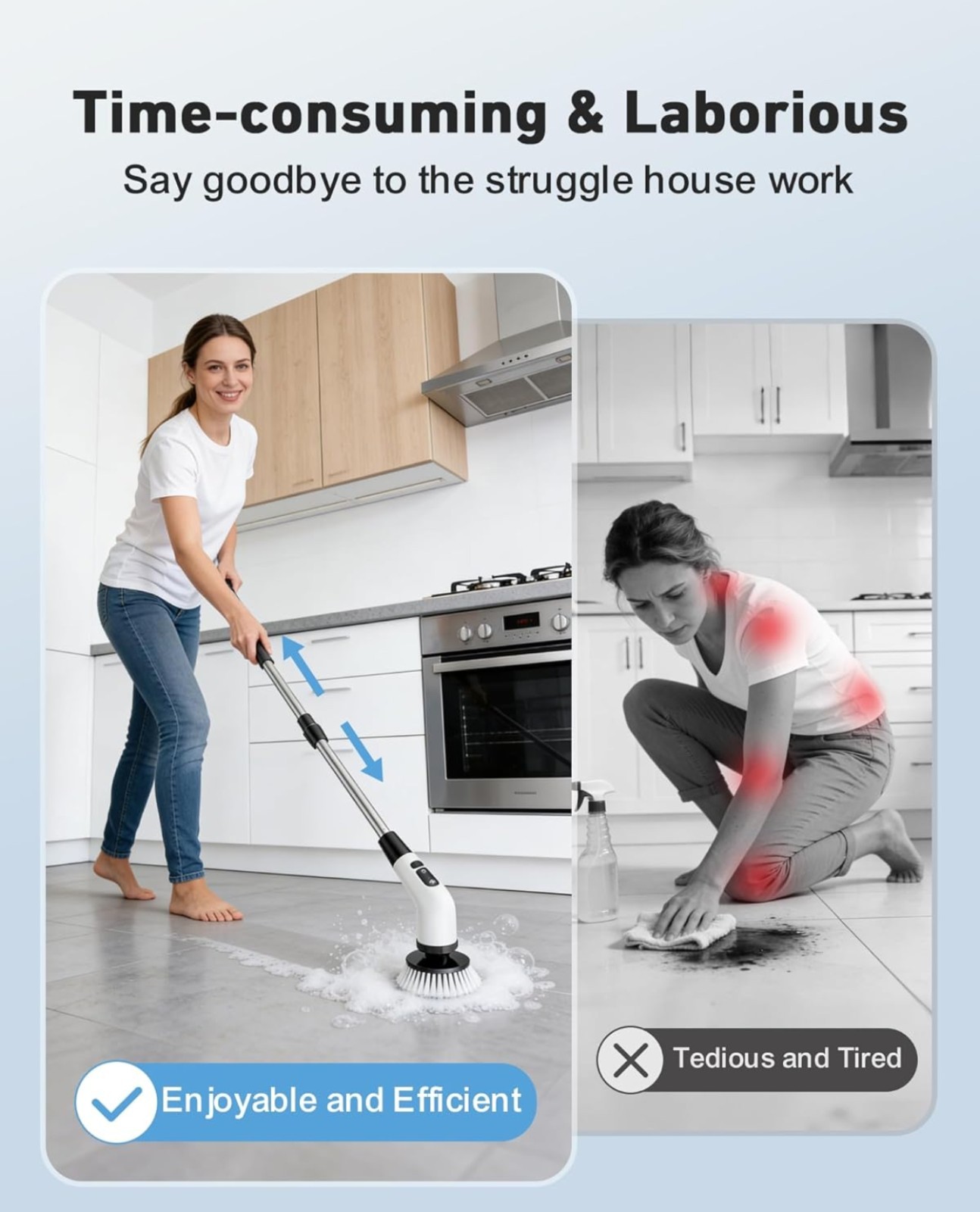 Electric Spin Scrubber-Cordless Power Scrubber with 8 Brush Heads, 3 Speeds &…