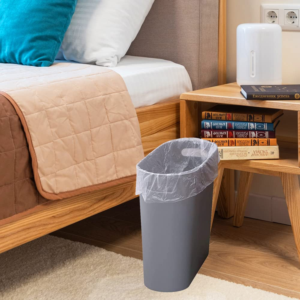 Small Trash Can Plastic Bathroom Wastebasket 3.2 Gallon Slim Garbage Container B