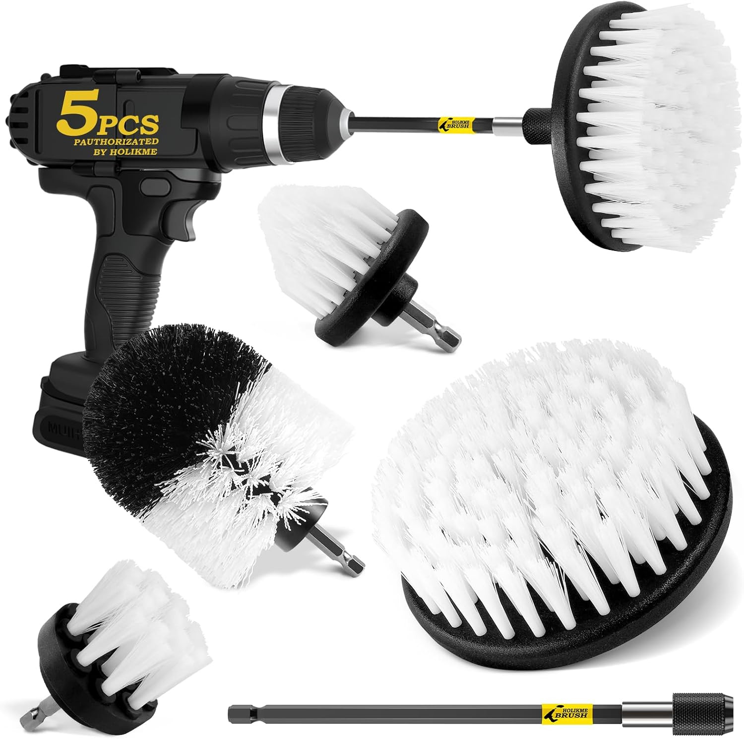 5Pack Drill Brush Attachment Set Car Interior Bathroom Kitchen Floor Tile Power
