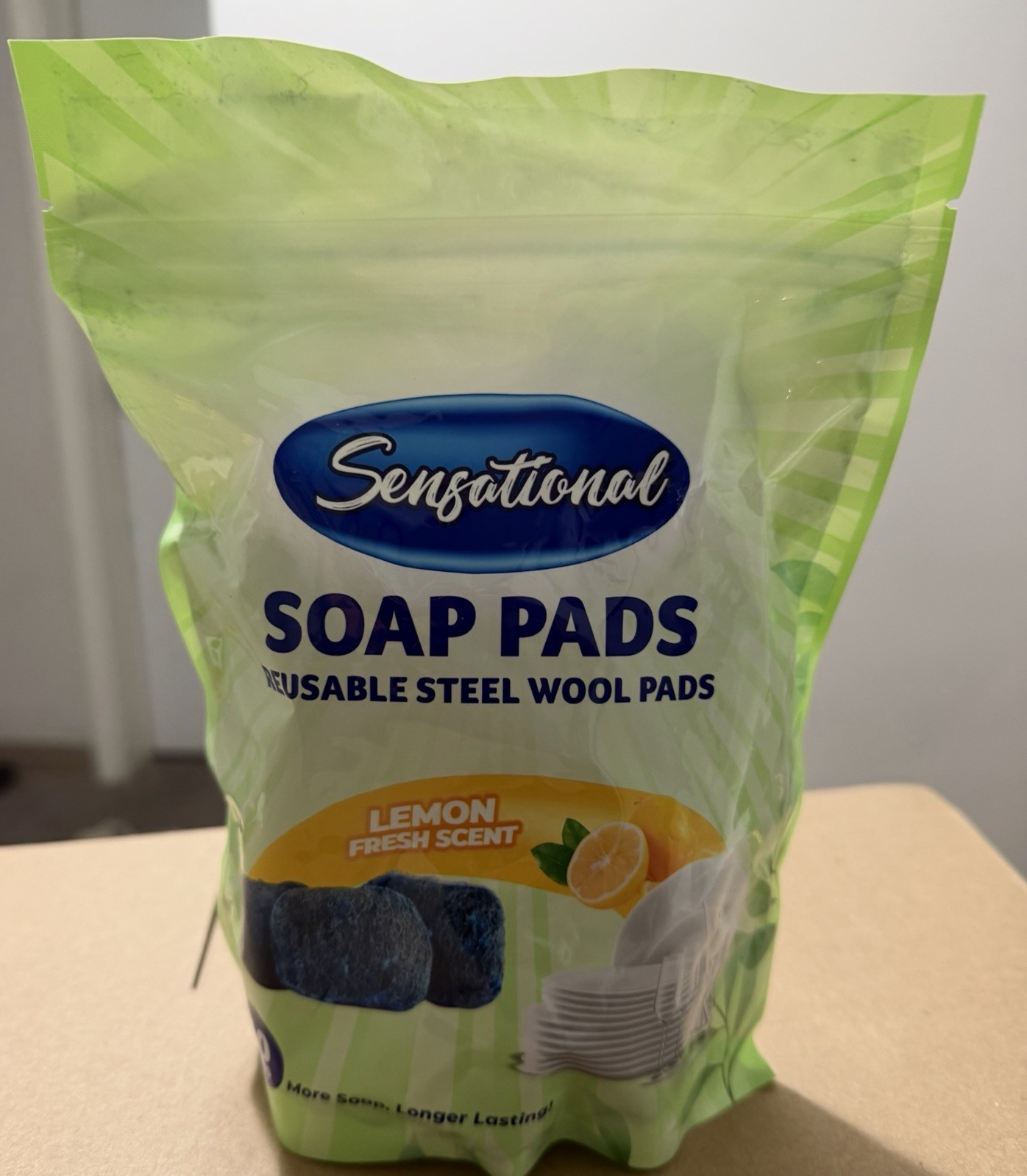 10 Count Reusable Lemon Scented Steel Wool Soap Pads for Tough Cleaning