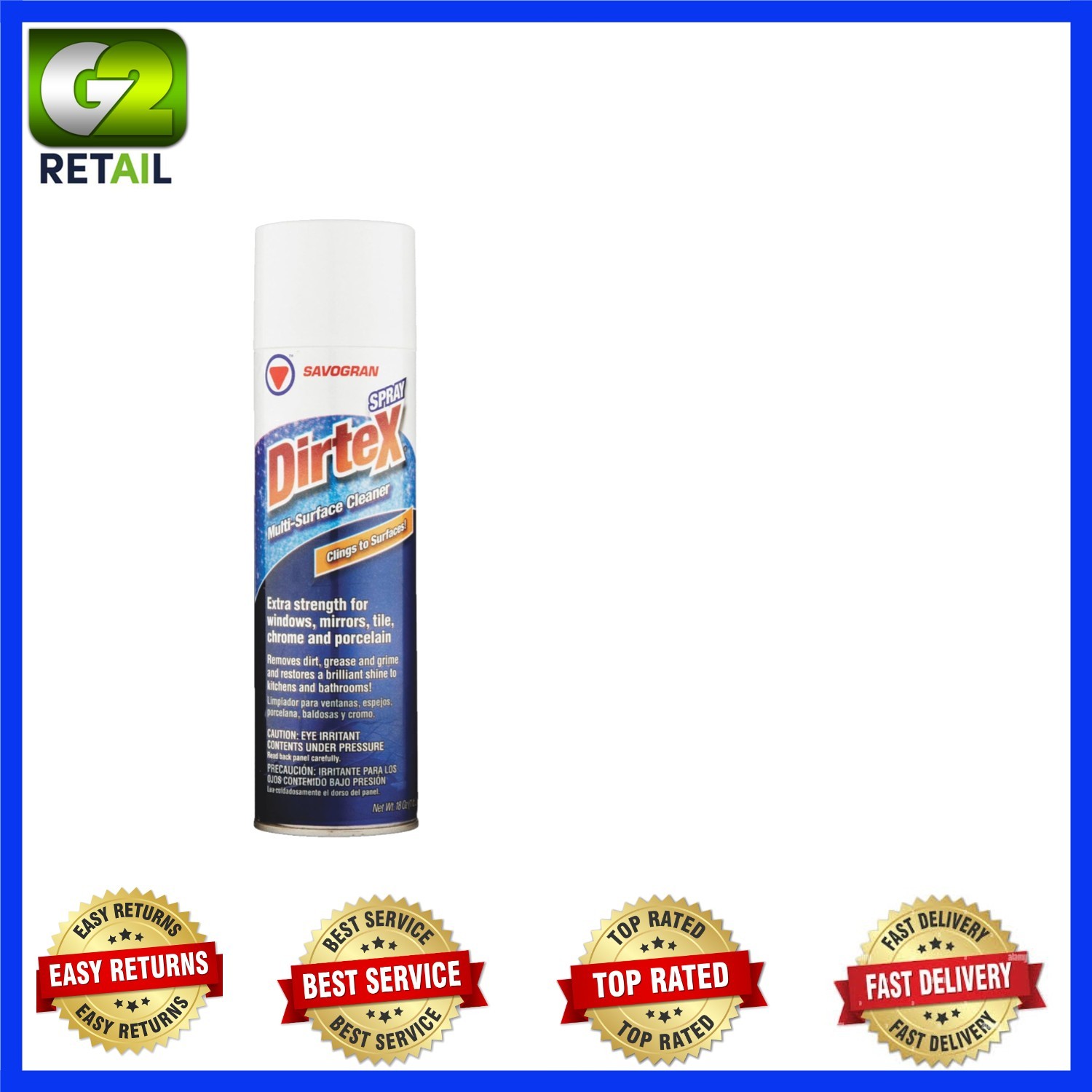 Savogran 10761 Dirtex Spray Cleaner, 18 Oz – Multi-Surface, Ammoniated Formula