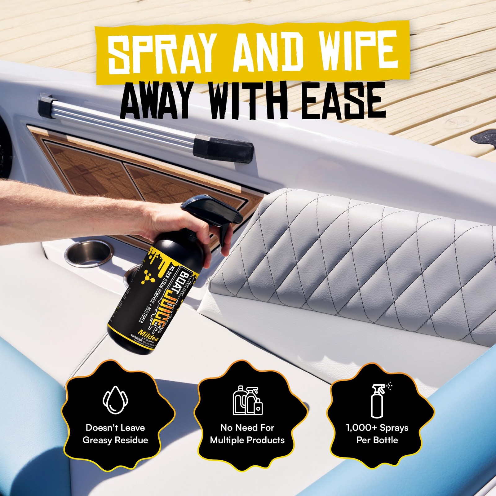 Boat Juice Mildew Stain Remover & Restorer Boat Cleaner | MarineGrade Boat Mo…