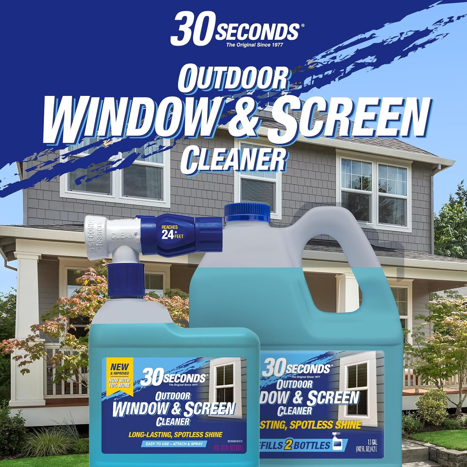 Outdoor Window & Screen Concentrated Cleaner for Glass, Patio Doors, Fiberglass,
