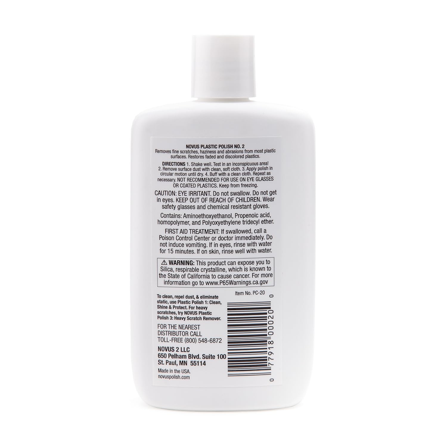 NOVUS Plastic Polish 2 Scratch Remover 8 Oz High Quality for Autos and Plastics