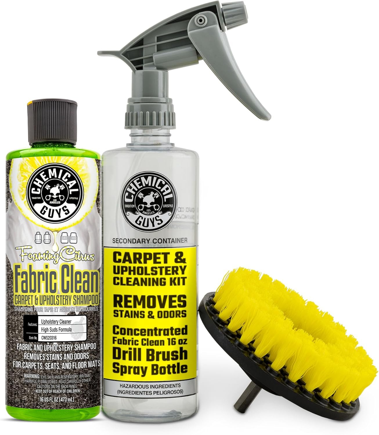 Foaming Citrus Fabric Clean Drill Brush Kit – High Foaming Stain and Odor Remove