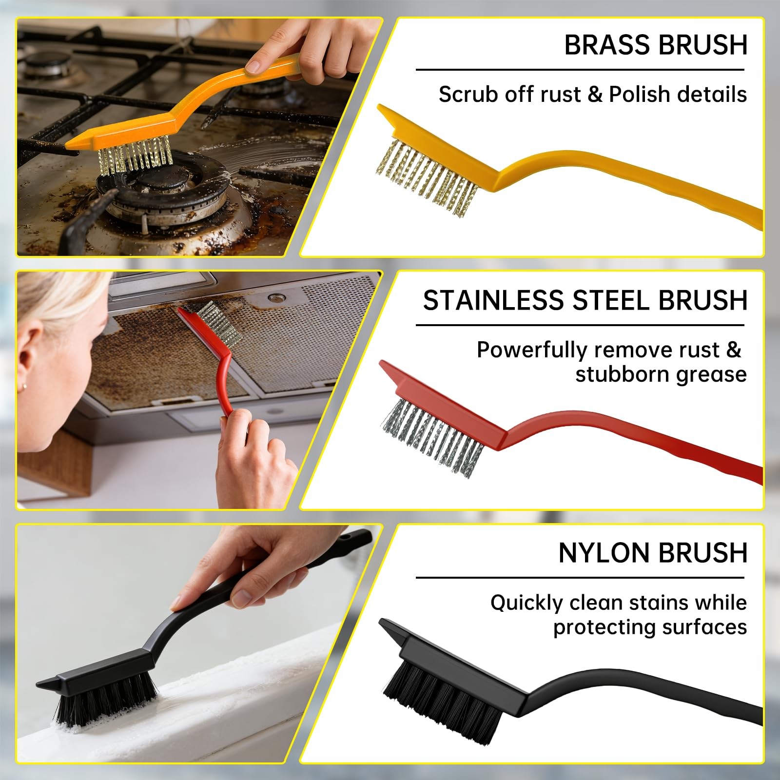 12Pcs Crevice Cleaning Brush Set, Hard Bristle Small Cleaning Brushes for Hou…